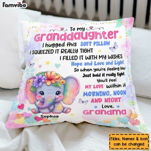 Personalized Gift For Granddaughter Cute Elephant Pillow