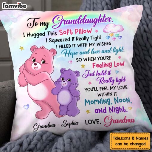 Personalized Gift For Granddaughter Daughter Happy Colorful Bear Hug This Pillow