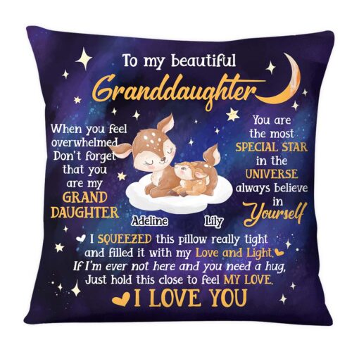 Personalized Gift For Granddaughter Deers You Are The Star Pillow