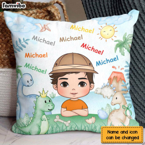 Personalized Gift For Granddaughter Dinosaur Custom Name Pillow