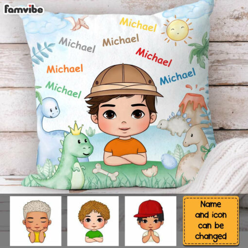 Personalized Gift For Granddaughter Dinosaur Custom Name Pillow