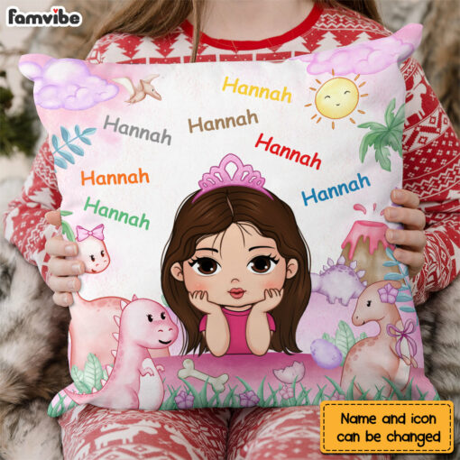 Personalized Gift For Granddaughter Dinosaur Custom Name Pillow