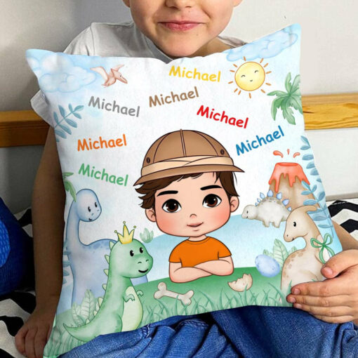 Personalized Gift For Granddaughter Dinosaur Custom Name Pillow