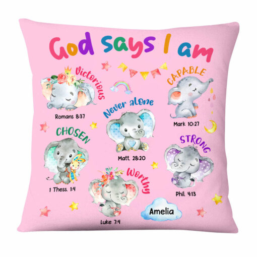 Personalized Gift For Granddaughter Elephant Gods Says I Am Pillow