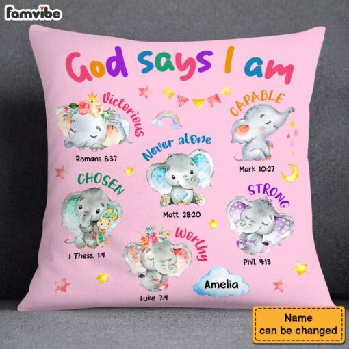 Personalized Gift For Granddaughter Elephant Gods Says I Am Pillow