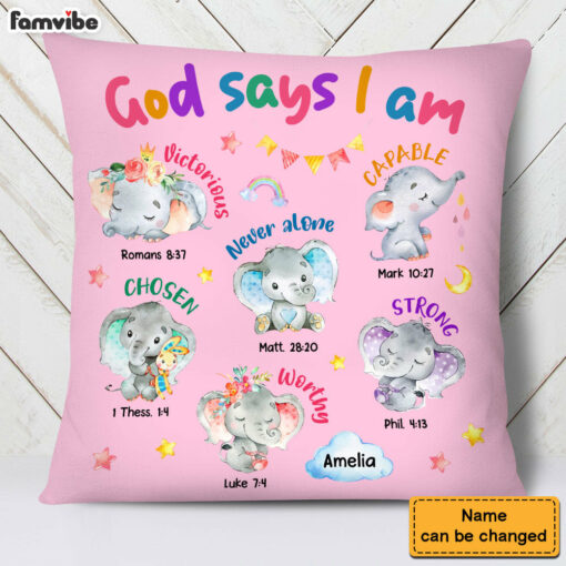 Personalized Gift For Granddaughter Elephant Gods Says I Am Pillow