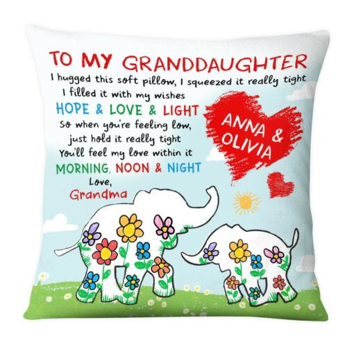 Personalized Gift For Granddaughter Elephant Hugged This Pillow