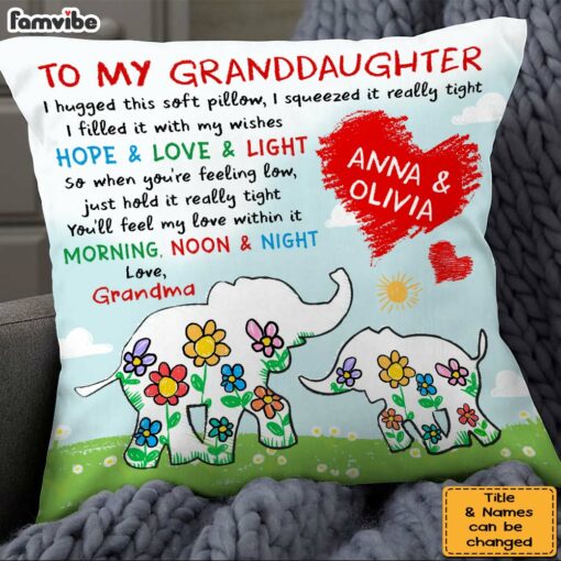 Personalized Gift For Granddaughter Elephant Hugged This Pillow