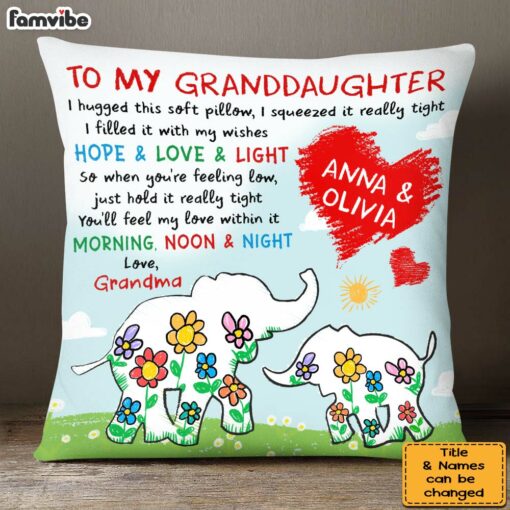 Personalized Gift For Granddaughter Elephant Hugged This Pillow