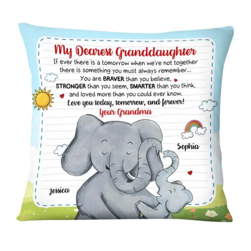 Personalized Gift For Granddaughter Elephant Pillow