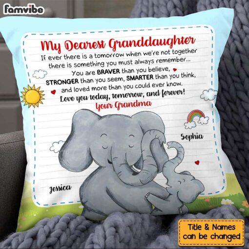 Personalized Gift For Granddaughter Elephant Pillow