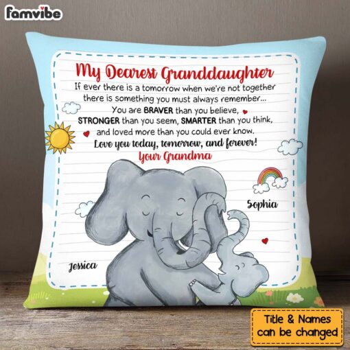 Personalized Gift For Granddaughter Elephant Pillow