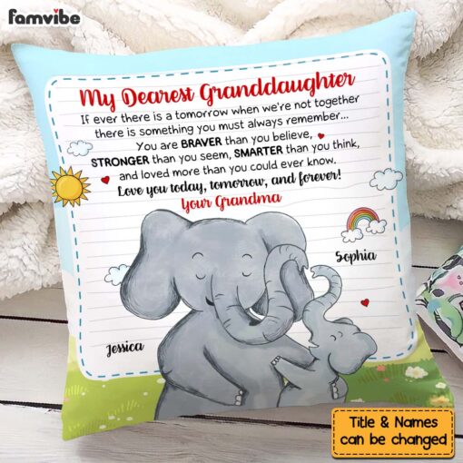 Personalized Gift For Granddaughter Elephant Pillow