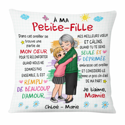 Personalized Gift For Granddaughter French Hug This Pillow