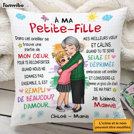 Personalized Gift For Granddaughter French Hug This Pillow