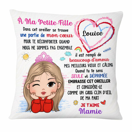 Personalized Gift For Granddaughter French Petite Fille Pillow