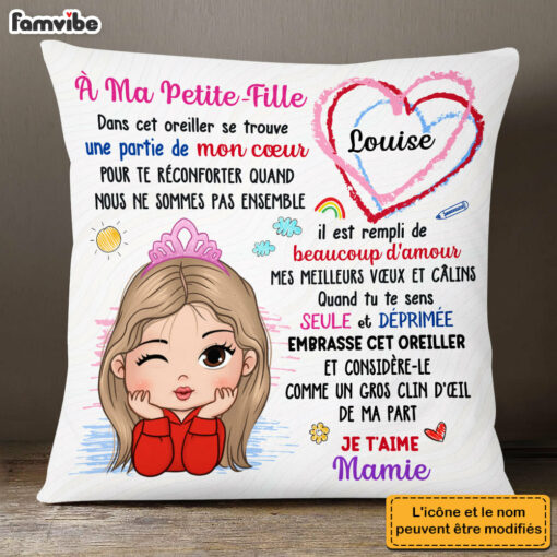 Personalized Gift For Granddaughter French Petite Fille Pillow