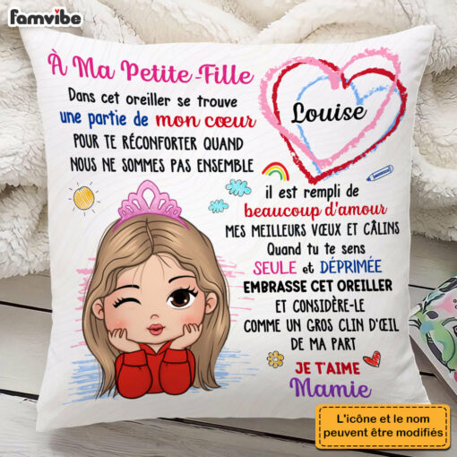 Personalized Gift For Granddaughter French Petite Fille Pillow