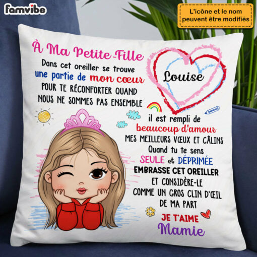 Personalized Gift For Granddaughter French Petite Fille Pillow