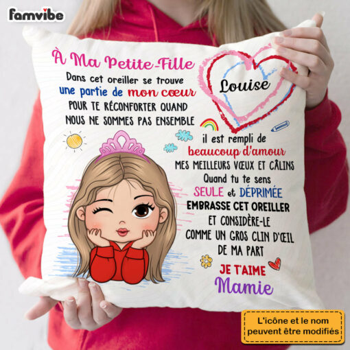 Personalized Gift For Granddaughter French Petite Fille Pillow