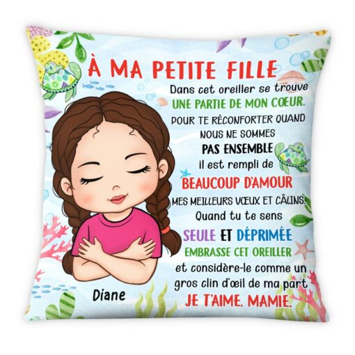 Personalized Gift For Granddaughter French Turtle Hug This Pillow