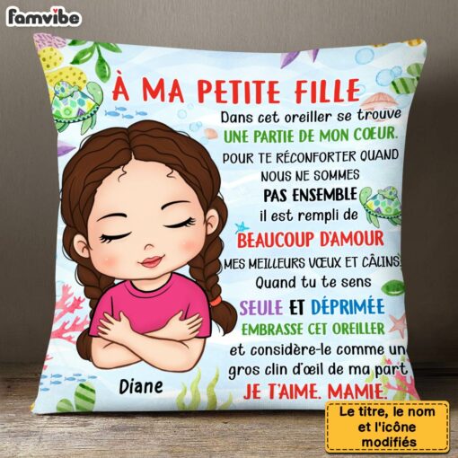 Personalized Gift For Granddaughter French Turtle Hug This Pillow