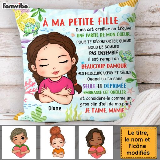 Personalized Gift For Granddaughter French Turtle Hug This Pillow