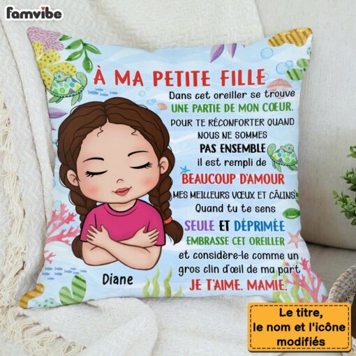 Personalized Gift For Granddaughter French Turtle Hug This Pillow