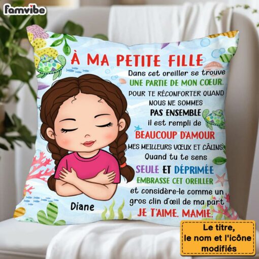 Personalized Gift For Granddaughter French Turtle Hug This Pillow