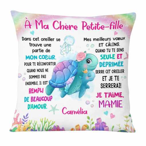 Personalized Gift For Granddaughter French Turtle Pillow