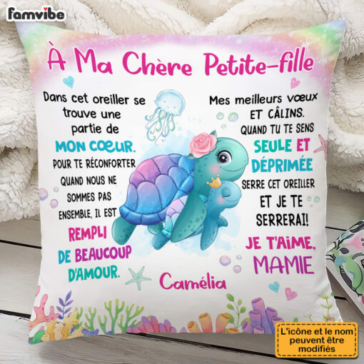 Personalized Gift For Granddaughter French Turtle Pillow