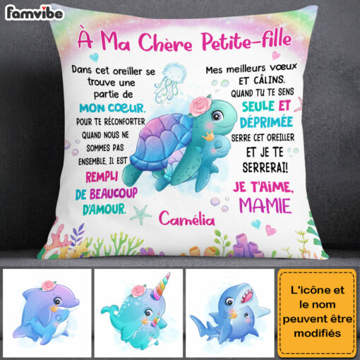 Personalized Gift For Granddaughter French Turtle Pillow