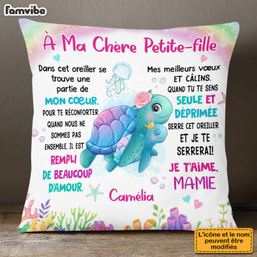 Personalized Gift For Granddaughter French Turtle Pillow