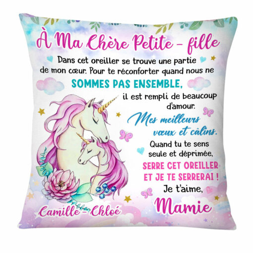 Personalized Gift For Granddaughter French Unicorn Pillow