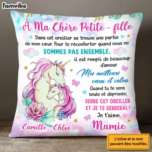 Personalized Gift For Granddaughter French Unicorn Pillow