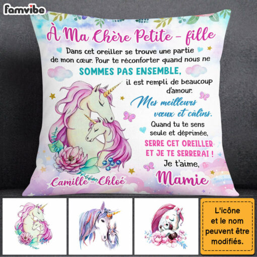 Personalized Gift For Granddaughter French Unicorn Pillow