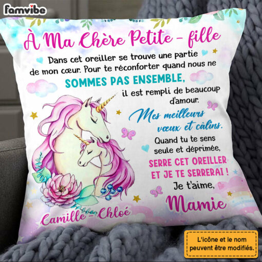 Personalized Gift For Granddaughter French Unicorn Pillow