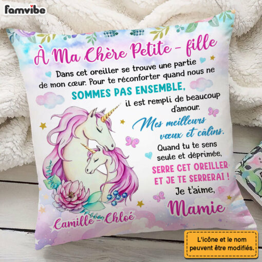 Personalized Gift For Granddaughter French Unicorn Pillow