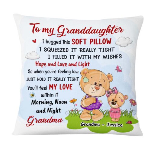 Personalized Gift For Granddaughter From Grandma Bear Pillow