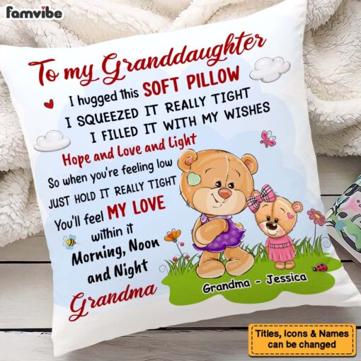 Personalized Gift For Granddaughter From Grandma Bear Pillow