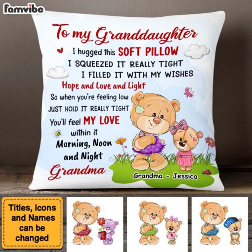 Personalized Gift For Granddaughter From Grandma Bear Pillow