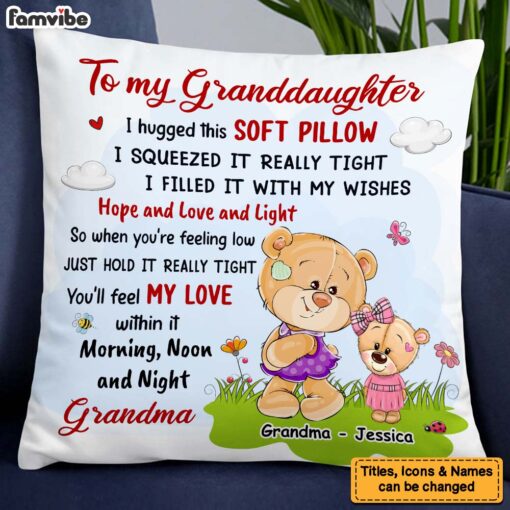 Personalized Gift For Granddaughter From Grandma Bear Pillow