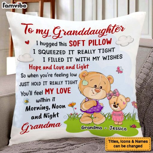 Personalized Gift For Granddaughter From Grandma Bear Pillow