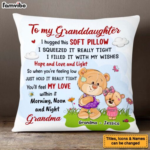 Personalized Gift For Granddaughter From Grandma Bear Pillow