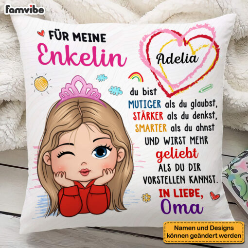 Personalized Gift For Granddaughter German F�r Meine Enkelin Pillow