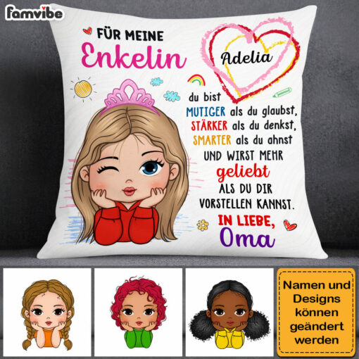 Personalized Gift For Granddaughter German F�r Meine Enkelin Pillow