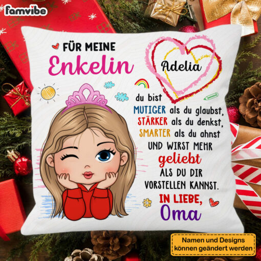 Personalized Gift For Granddaughter German F�r Meine Enkelin Pillow