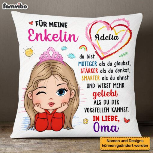 Personalized Gift For Granddaughter German F�r Meine Enkelin Pillow