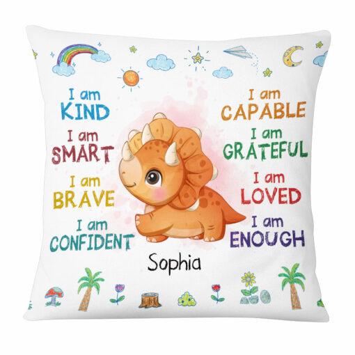 Personalized Gift For Granddaughter Grandson Dinosaur I Am Kind Pillow