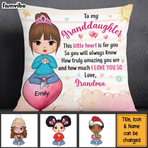 Personalized Gift For Granddaughter Heart For You Pillow